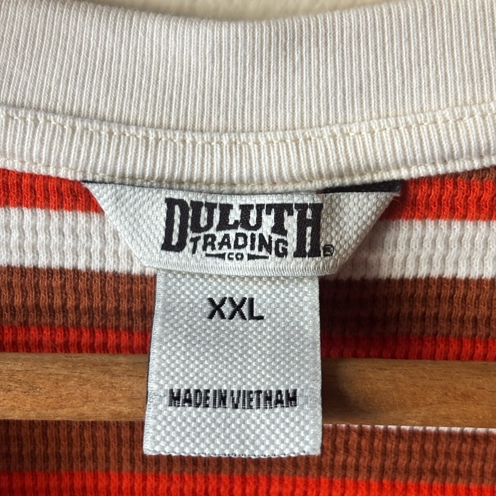 Duluth Trading Women's Burly Thermal Waffle Henley Striped - Picture 2 of 12